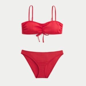 Women's Size XS Hollister Cherry Red Ribbed Scoop Bikini Top and Bottom Set